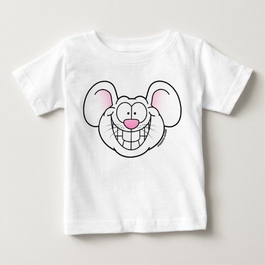 笑顔の白いマウス ベビーTシャツ (正面)