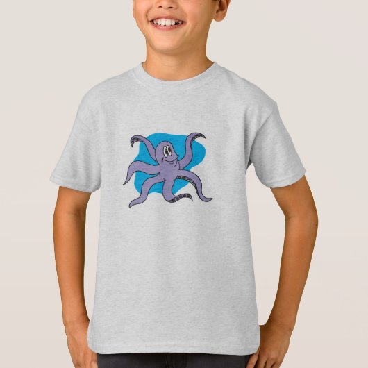笑顔の紫色のタコ Tシャツ (正面)