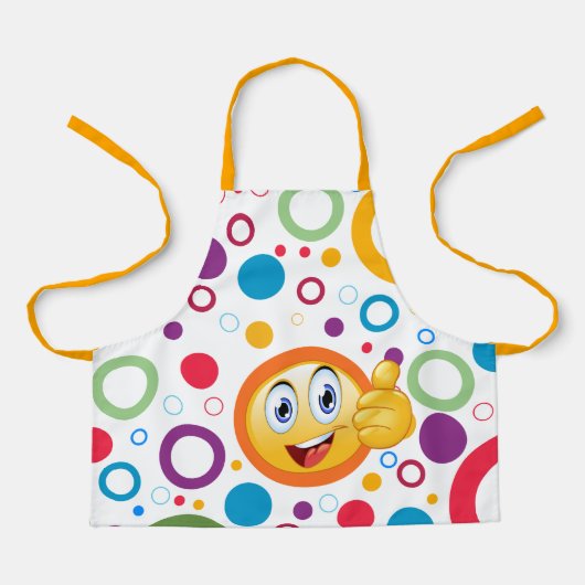 笑顔の絵文字とカラフルの輪 エプロン (正面)