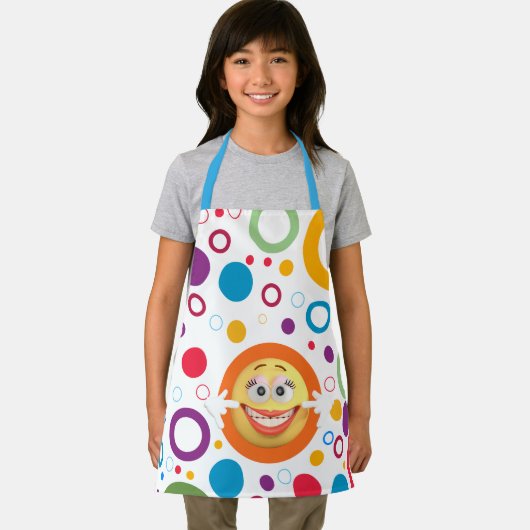 笑顔の絵文字とカラフル円 エプロン (インサイチュ)