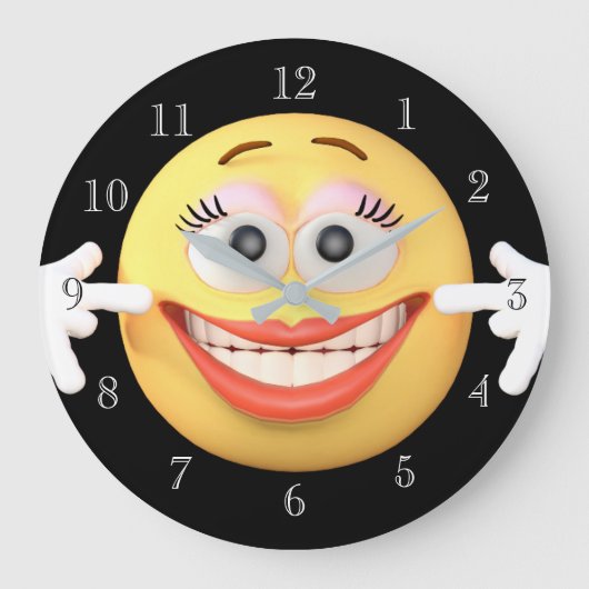 笑顔の絵文字丸時計 ラージ壁時計 (正面)