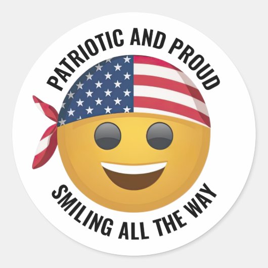 笑顔の絵文字顔 ラウンドシール (正面)