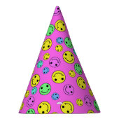 笑顔の絵文字顔IIピンクパーティー帽子 パーティーハット (右)