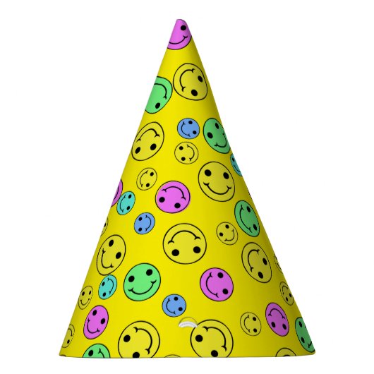 笑顔の絵文字顔II黄色のパーティー帽子 パーティーハット (右)