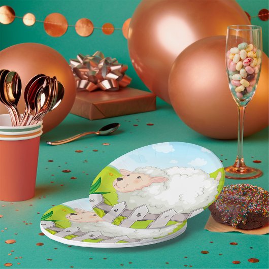 笑顔の羊 ペーパープレート