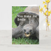 笑顔の考え亀のカード カード (黄色い花)