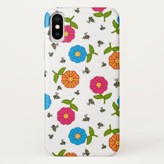 笑顔の花とミツバチ Case-Mate iPhoneケース (裏面)