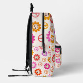 笑顔の花のパターンと平和のサイン女の子の名前 プリントバックパック (左)