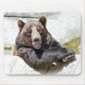 笑顔の茶色の熊 マウスパッド (正面)