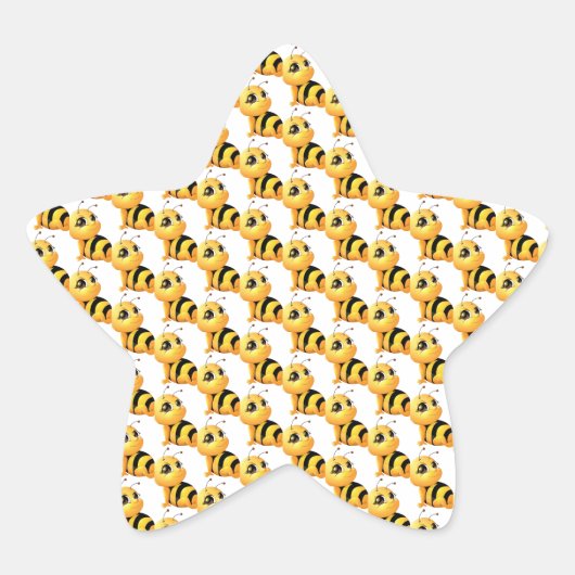 笑顔の蜂の赤ちゃんシャワーステッカー 星シール (正面)