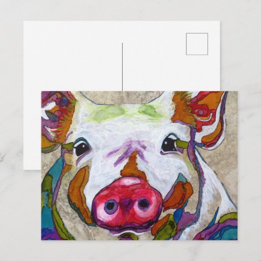 笑顔の豚 ポストカード (正面/裏面)