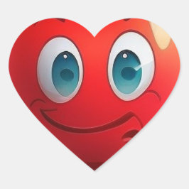 笑顔の赤いハートシール ハートシール