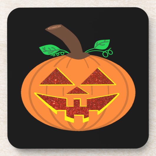 笑顔の赤い目のハッピーハローウィンかぼちゃコースター コースター (正面)