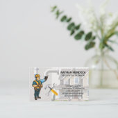 笑顔の配管工 | 詰まったパイプ | レンチ 名刺 (スタンド正面)