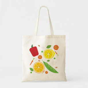 笑顔の野菜果物の漫画の柄 トートバッグ