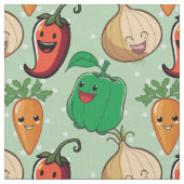 笑顔の野菜 ファブリック (クローズアップ)