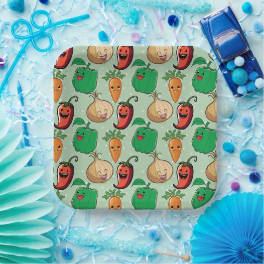 笑顔の野菜 ペーパープレート (パーティー)