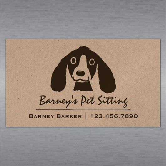 笑顔の長耳の犬 |ペットシッター |動物気に マグネット名刺