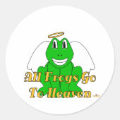 笑顔の間抜けグリーンカエル天使すべてのカエルがHeaに行く ラウンドシール (正面)