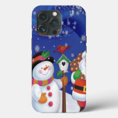 笑顔の雪だるまとサンタクロース Case-Mate iPhoneケース (裏面)