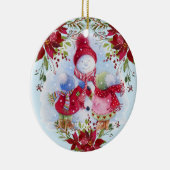 笑顔の雪だるまと子供陶芸オーナメント セラミックオーナメント (右)