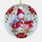 笑顔の雪だるまと子供陶芸オーナメント セラミックオーナメント (裏面)