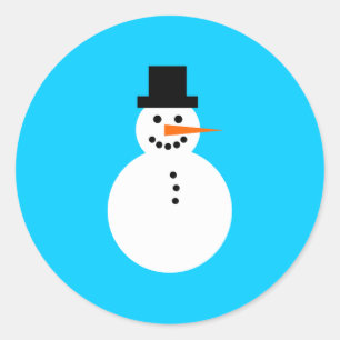 笑顔の雪だるまオンスカイブルーウィンタークリスマス ラウンドシール