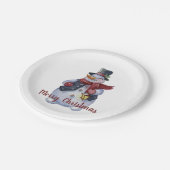 笑顔の雪だるまカスタマイズ ペーパープレート (アングル)