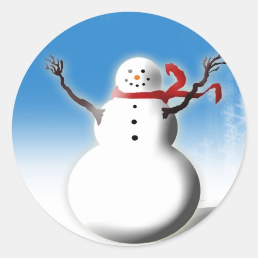 笑顔の雪だるまクリスマスカード封筒シール ラウンドシール (正面)