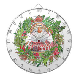 笑顔の雪だるまクリスマスリース ダーツボード