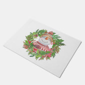 笑顔の雪だるまクリスマスリース ドアマット (アングル)