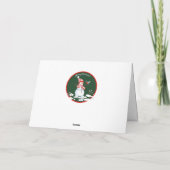 笑顔の雪だるまクリスマス雪を渡す!テキスト シーズンカード (裏面)
