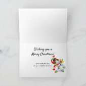 笑顔の雪だるまクリスマス雪を渡す!テキスト シーズンカード (内部)