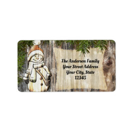 笑顔の雪だるまクリスマス ラベル