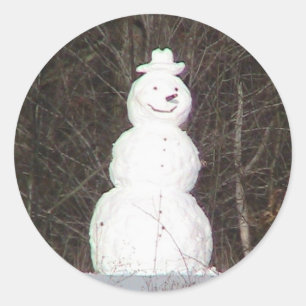 笑顔の雪だるまシール ラウンドシール