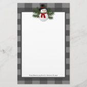 笑顔の雪だるまバッファロープレイドパーソナライズされた 便箋 (正面)