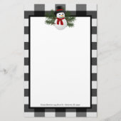 笑顔の雪だるまバッファロープレイドパーソナライズされた 便箋 (正面)