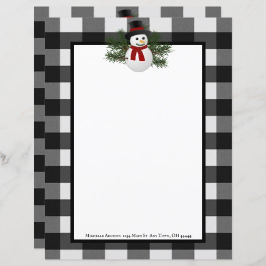 笑顔の雪だるまバッファロープレイド紙文房具 (正面/裏面)