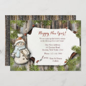 笑顔の雪だるま休日の引越し告知 シーズンカード (正面/裏面)