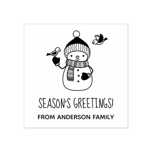 笑顔の雪だるま季節のごあいさつ ラバースタンプ (インプリント)