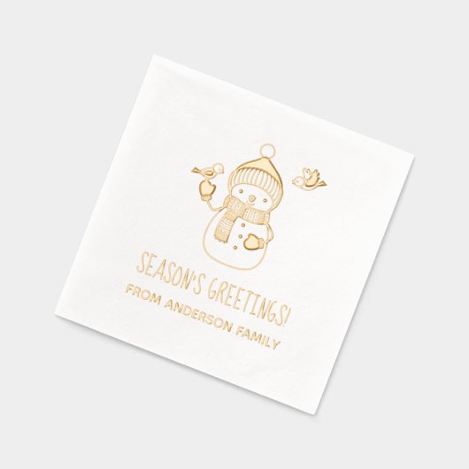 笑顔の雪だるま季節のごあいさつ 箔ナプキン (左)