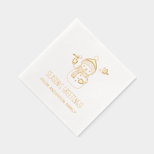 笑顔の雪だるま季節のごあいさつ 箔ナプキン (右)