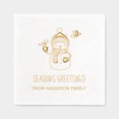 笑顔の雪だるま季節のごあいさつ 箔ナプキン (正面)