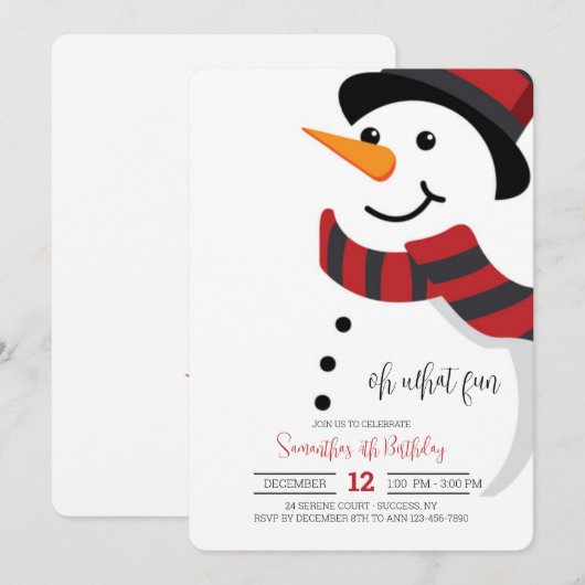 笑顔の雪だるま招待状 招待状 (正面/裏面)