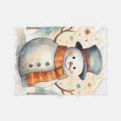 笑顔の雪だるま毛布 フリースブランケット (正面(横))