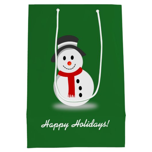 笑顔の雪だるま ミディアムペーパーバッグ (裏面)