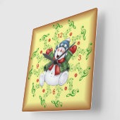 笑顔の雪だるま〜ミュージカルが〜をクリスマスにスクロール スクエア壁時計 (傾斜)