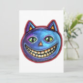 笑顔の青猫 ヴィンテージ ハロウィン 招待状 (スタンド正面)