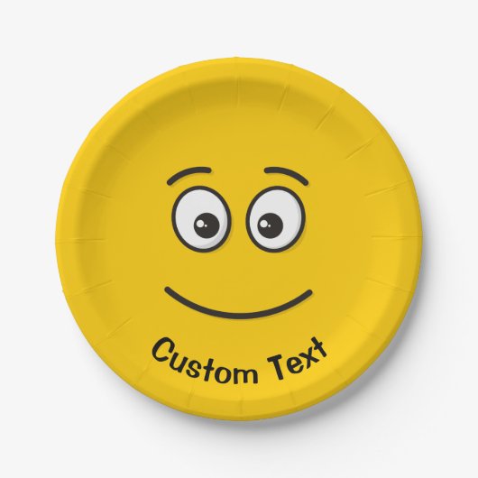 笑顔の顔とオープンアイズ紙プレート ペーパープレート (正面)