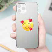 笑顔の顔とハート絵文字 シール (スマートフォン)